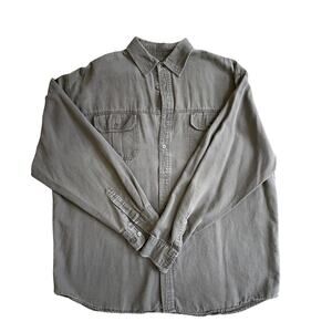 MAGELLAN SPORTSWEAR Mens Long Sleeve Button Down Shirt Cotton Denim Gray Size XL